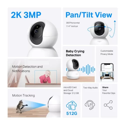 TP-Link TC71 2K 3MP otthoni fehér biztonsági Wi-Fi kamera -R