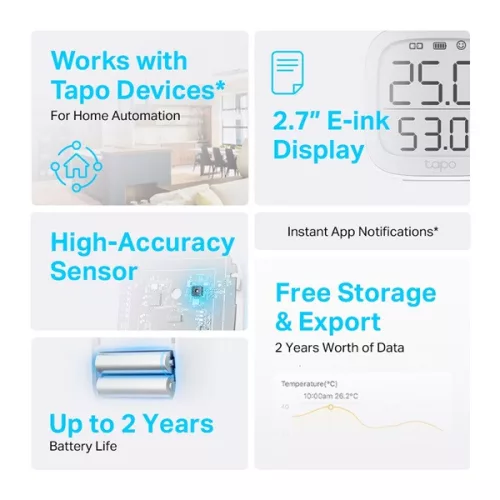 TP-Link Tapo T315 fehér okos hőmérséklet és páratartalom jelző