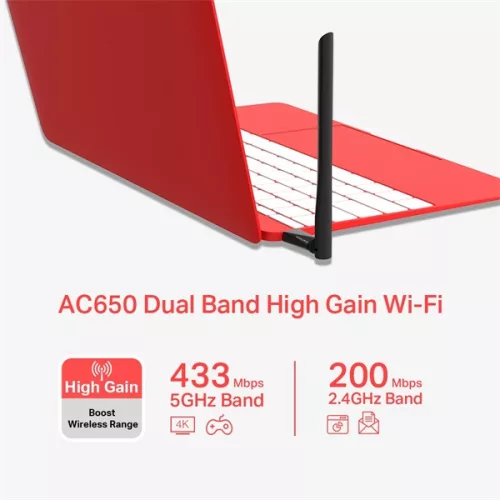 Mercusys MU6H AC650 High Gain vezeték nélküli Dual Band fekete USB adapter
