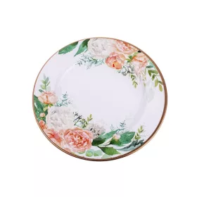   Tavă IRIS din tablă, rotundă, model floral, metal, auriu-roz 33 x 1,5 cm