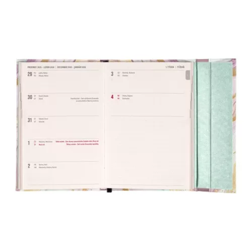 Realsystem 2026 Pink Marble 5412 B6 mágneses zsebnaptár