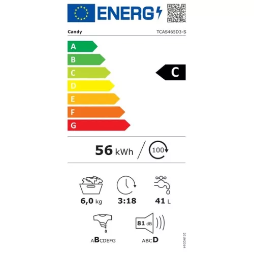 Práčka Candy TCAS465D3-S biela, plnenie zhora, max.: 1400 ot./min., 6 kg