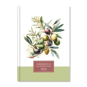   Period Magnólia Olive 2026 B6 napi beosztású női tervező határidőnapló