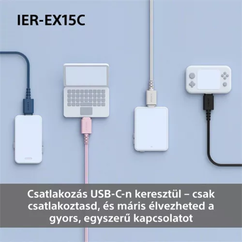 Sony IEREX15CL.CE7 USB Type-C vezetékes mikrofonos kék fülhallgató