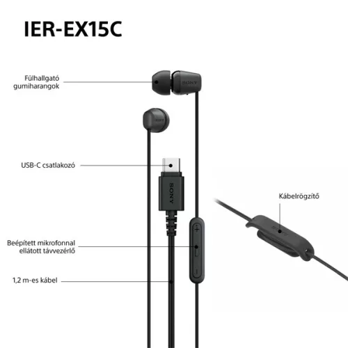 Sony IEREX15CL.CE7 USB Type-C vezetékes mikrofonos kék fülhallgató