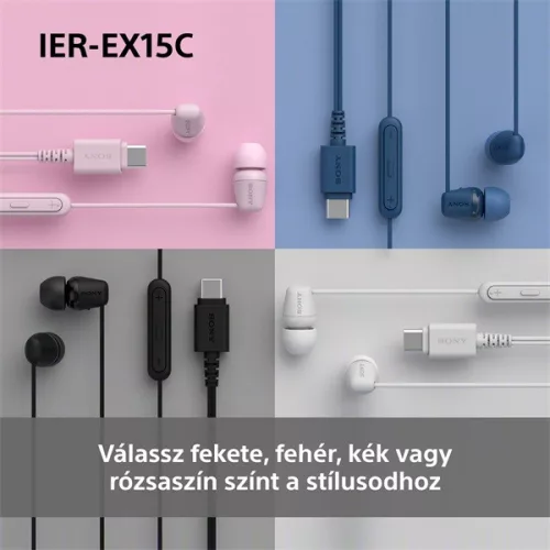 Sony IEREX15CW.CE7 USB Type-C vezetékes mikrofonos fehér fülhallgató