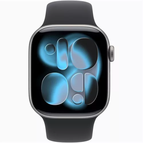 Apple Watch S11 GPS-es (42mm) asztroszürke alumínium tok, fekete M/L sportszíjas okosóra