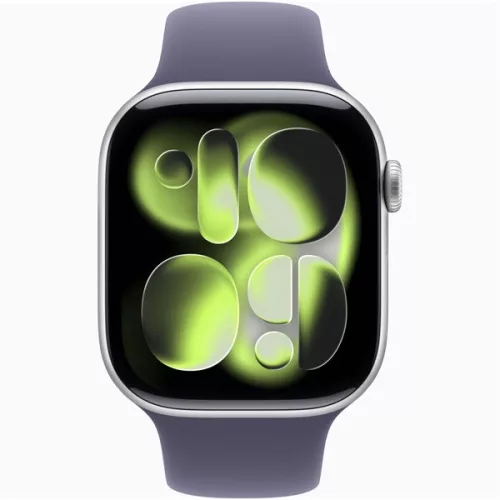 Apple Watch S11 GPS-es (46mm) ezüst alumínium tok, ködös lila S/M sportszíjas okosóra