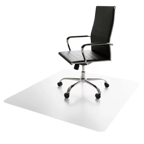 IRIS 90 x 130 cm, 0,8 mm dick, transparente Stuhlschutzmatte mit abgerundeten Ecken, im Karton