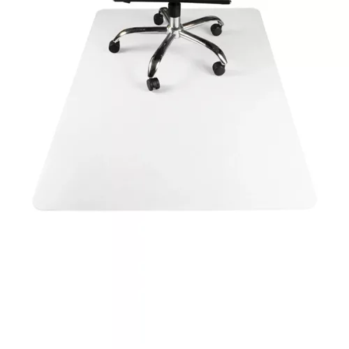IRIS 90 x 130 cm, 0,8 mm dick, transparente Stuhlschutzmatte mit abgerundeten Ecken, im Karton