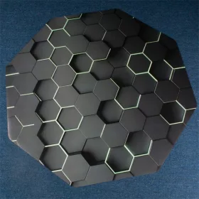   IRIS GAMER 3D HEXAGON 118x118cm, 2mm dick, quadratische Bodenschutzmatte mit Sechseckmuster für Stühle