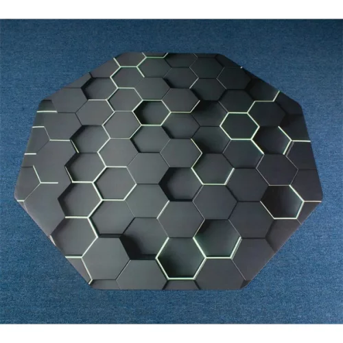 IRIS GAMER 3D HEXAGON 118x118cm, 2mm dick, quadratische Bodenschutzmatte mit Sechseckmuster für Stühle