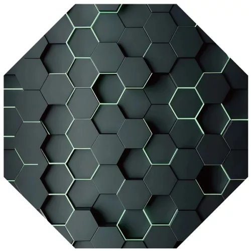 IRIS GAMER 3D HEXAGON 118x118cm, 2mm dick, quadratische Bodenschutzmatte mit Sechseckmuster für Stühle