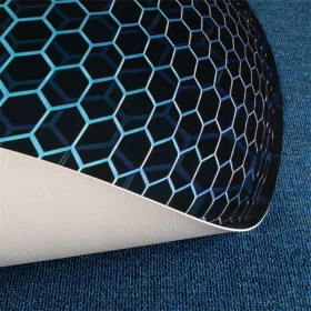   IRIS GAMER BLUE HEXAGON 120 cm Durchmesser, 2 mm dick, sechseckiges Muster, runde Bodenschutzmatte für Stühle