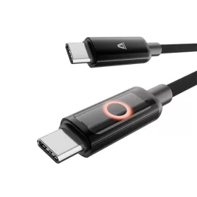   AVAX CB653 PULSEY 0,5m 60W USB-C sivý opletený rýchlonabíjací LED kábel