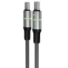 AVAX CB632 STEELY LED 1m 60W USB-C čierny opletený rýchlonabíjací kábel