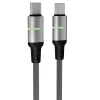 AVAX CB632 STEELY LED 1m 60W USB-C čierny opletený rýchlonabíjací kábel