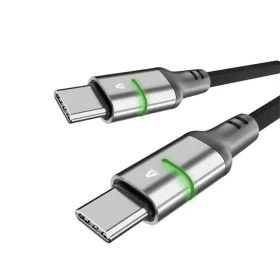   AVAX CB633 STEELY LED 2m 60W USB-C čierny opletený rýchlonabíjací kábel