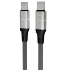 AVAX CB633 STEELY LED 2m 60W USB-C čierny opletený rýchlonabíjací kábel