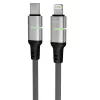 AVAX CB637 STEELY LED 3m 27W USB-C - Lightning čierny opletený rýchlonabíjací kábel
