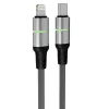 AVAX CB637 STEELY LED 3m 27W USB-C - Lightning čierny opletený rýchlonabíjací kábel