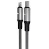 AVAX CB637 STEELY LED 3m 27W USB-C - Lightning čierny opletený rýchlonabíjací kábel