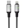 AVAX CB637 STEELY LED 3m 27W USB-C - Lightning čierny opletený rýchlonabíjací kábel