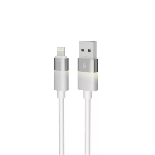 Kábel pre osvetlenie AVAX CB311 GLOWY 2m USB-A - Lightning biely