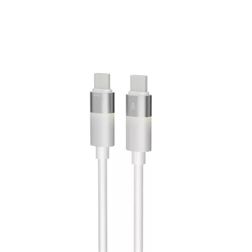 AVAX CB317 GLOWY 2m 60W USB-C biely rýchlonabíjací kábel