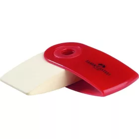   Faber-Castell SLEEVE Mini-Radiergummi in roter oder blauer Kunststoffhalterung