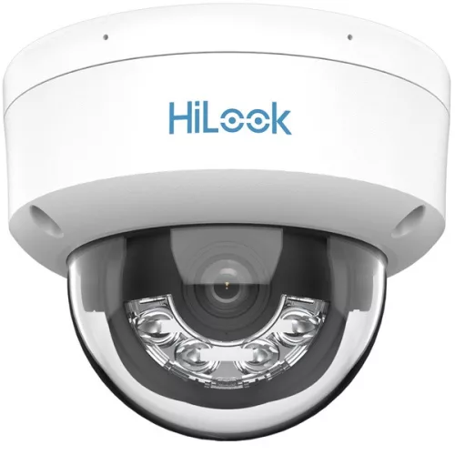 HiLook IPC-D149HA-LU(2.8mm)/Kültéri/4MP/2,8mm/Lát.fény 30m/WDR/IK08/MD 2.0/Smart Hybrid Light ColorVu PoE IP dómkamera
