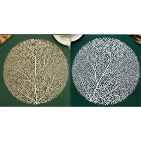 IRIS műanyag alátét, kerek, fa, arany vagy ezüst 38 cm