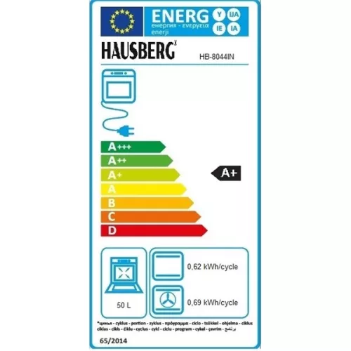 Hausberg HB-8044IN nehrdzavejúca oceľ-čierna, vstavaná, objem rúry: 58 l, gril, konvekcia, rúra