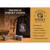 Geantă neagră de catifea WoMa, pensetă, set de 12 pietre de gheață premium pentru whisky din bazalt, în cutie de lemn
