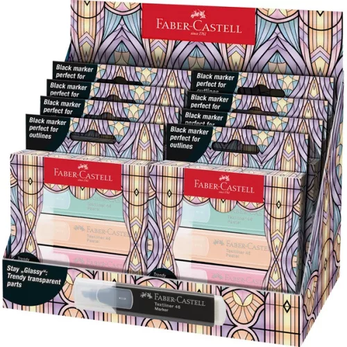 Faber-Castell Glassy 4 db-os pasztell+fekete szövegkiemelő készlet