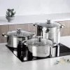 Set de vase de gătit premium TOO LP-7170 din oțel inoxidabil, 6 piese, oală/oală+capace de 7,2 litri + 10 litri + 13,3 litri