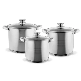   Set de vase de gătit premium TOO LP-7171 din oțel inoxidabil, 6 piese, 4,3 litri + 5,6 litri + 7,2 litri oală/tigaie + capace