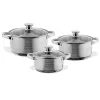 Set de vase de gătit premium TOO LP-7172 din oțel inoxidabil, 6 piese, 2,3 litri + 4,2 litri + 5,8 litri oală/tigaie + capace