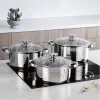 Set de vase de gătit premium TOO LP-7172 din oțel inoxidabil, 6 piese, 2,3 litri + 4,2 litri + 5,8 litri oală/tigaie + capace