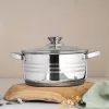 Set de vase de gătit premium TOO LP-7172 din oțel inoxidabil, 6 piese, 2,3 litri + 4,2 litri + 5,8 litri oală/tigaie + capace