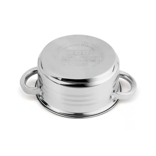 Set de vase de gătit premium TOO LP-7172 din oțel inoxidabil, 6 piese, 2,3 litri + 4,2 litri + 5,8 litri oală/tigaie + capace