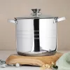 Set de vase de gătit premium TOO LP-7173 din oțel inoxidabil, 6 piese, 9 litri + 11,1 litri + 17,5 litri oală/tigaie + capace