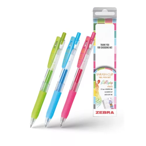 Zebra Sarasa Clip Gelpen 0,7 Lollipop vibes 3 db zseléstoll készlet