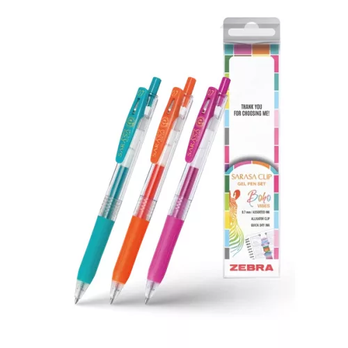 Zebra Sarasa Clip Gelpen 0,7 Boho vibes 3 db zseléstoll készlet