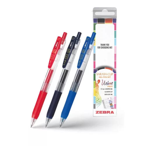 Zebra Sarasa Clip Gelpen 0,7 Urban vibes 3 db zseléstoll készlet