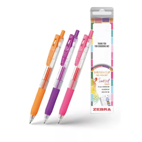 Zebra Sarasa Clip Gelpen 0,7 Sunset vibes 3 db zseléstoll készlet