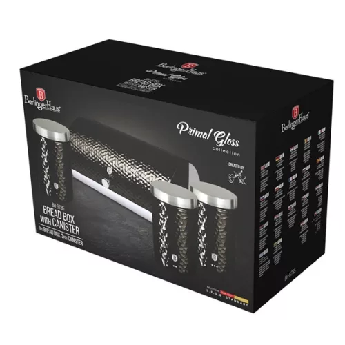 Ladă de pâine neagră Berlinger Haus BH/6735 cu set de depozitare din 3 piese