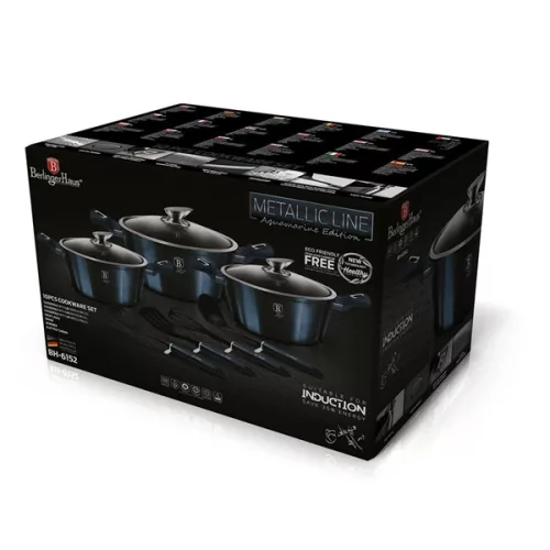Set de vase de gătit Berlinger Haus BH/6152 Metallic Line Aquamarine Edition, 10 piese