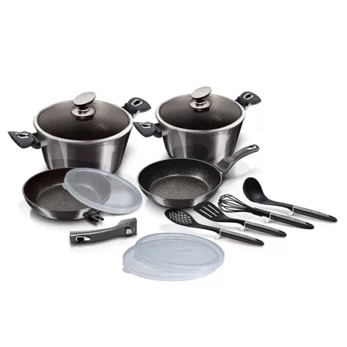 Set de vase de gătit Berlinger Haus BH/7059 Metallic Line Carbon Pro Edition, 13 piese