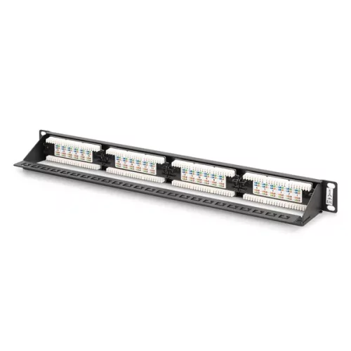DIGITUS DN-91624U-CR 19" 1HE 24-Port Cat.6 Kompakt-Patchpanel, schwarz, ungeschirmt